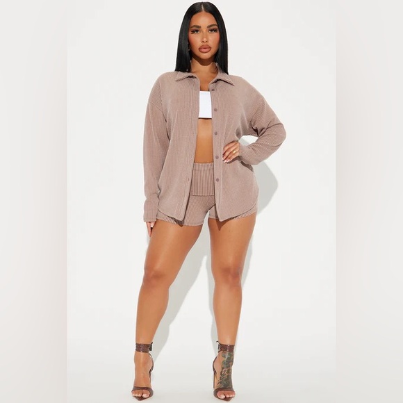 623/Tan Ribbed Two-Piece Set - Picture 1 of 3